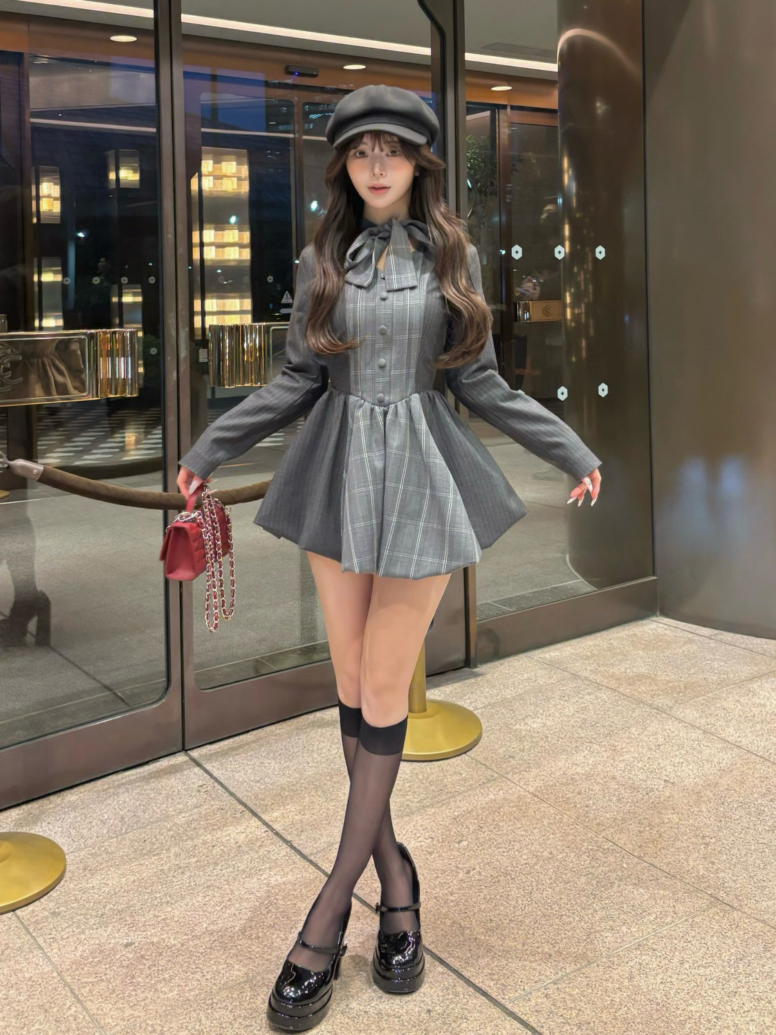 モデル：158cm（着用サイズ：FREE　着用カラー：GRY）