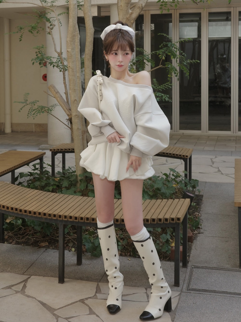 モデル：158cm（着用サイズ：FREE　着用カラー：L-GRY）