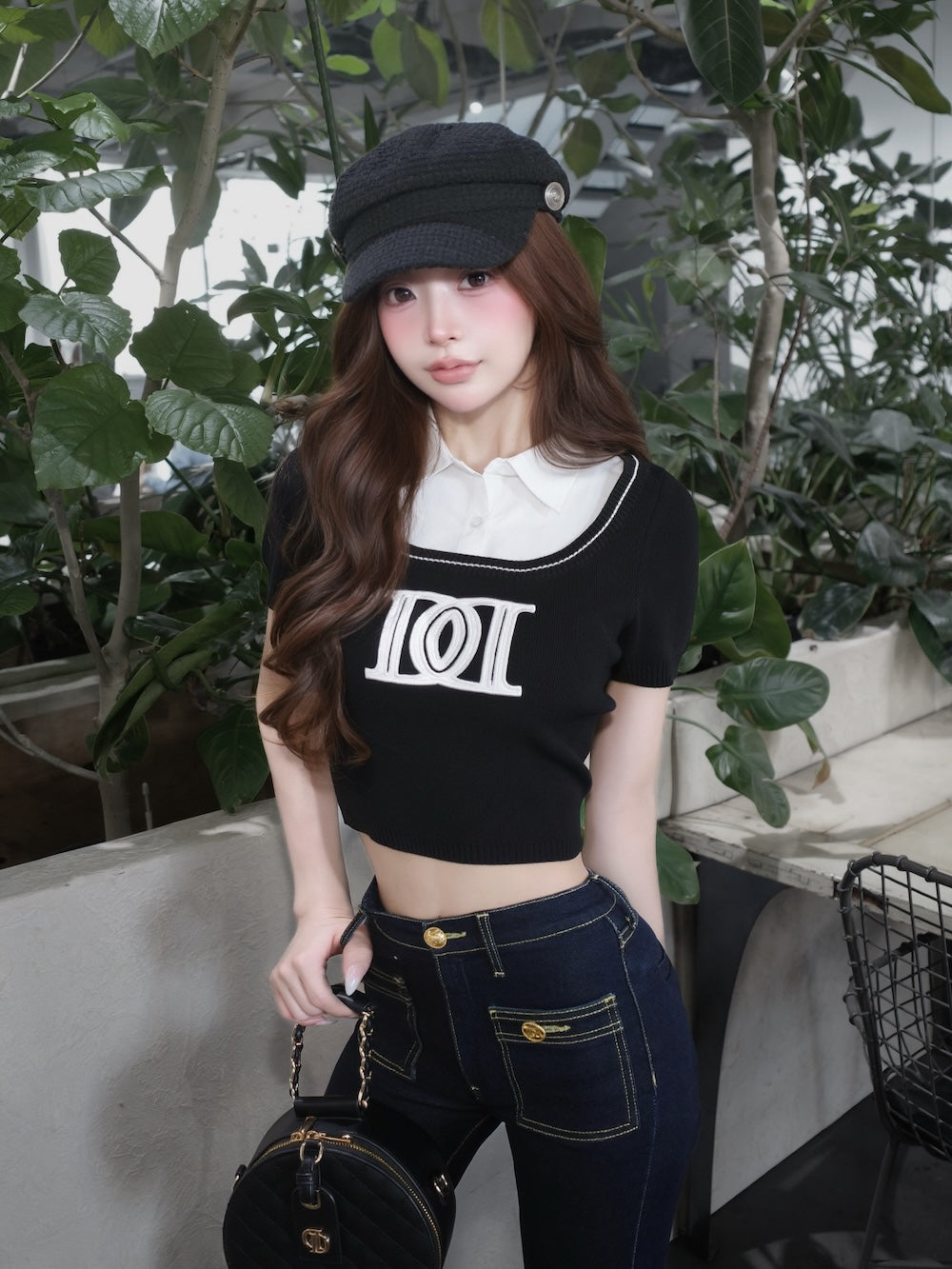 モデル：158cm（着用サイズ：FREE　着用カラー：BLK）
