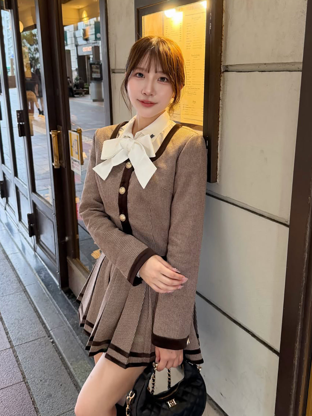 チェックベロアトリムセットアップ