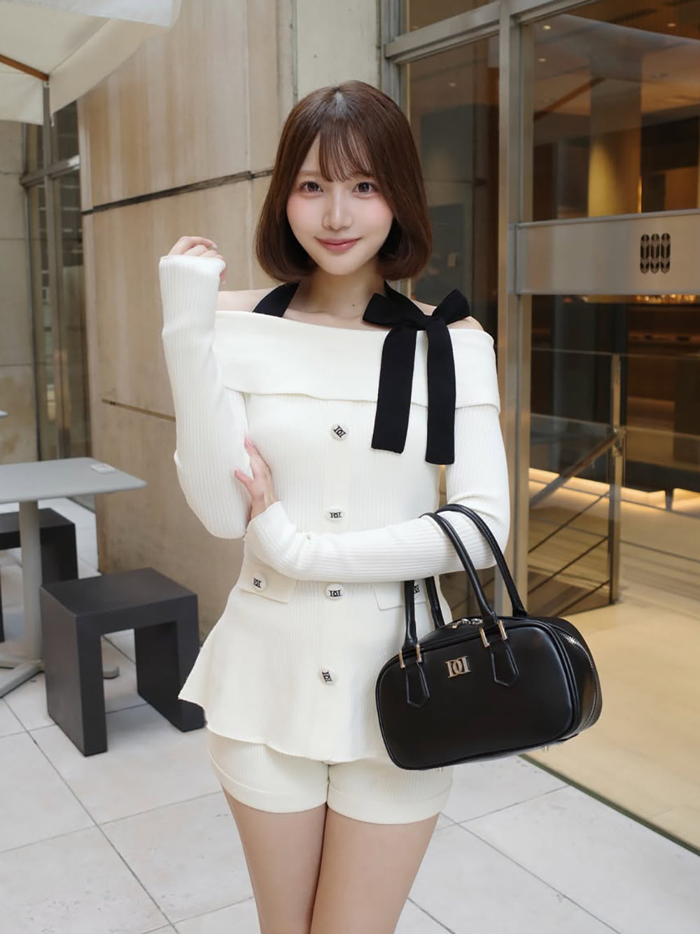 モデル：162cm（着用サイズ：FREE　着用カラー：WHT）
