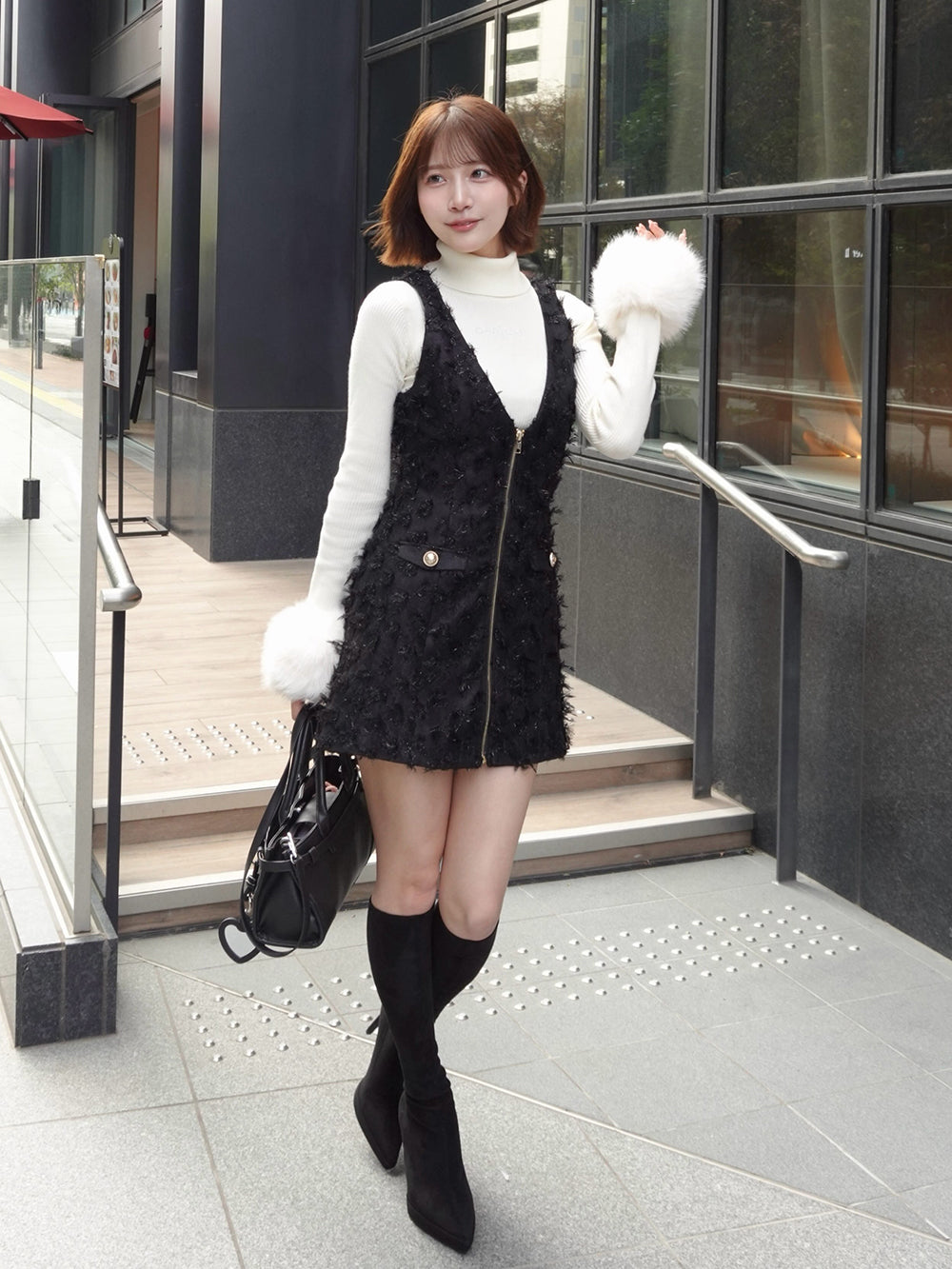 モデル：162cm（着用サイズ：S　着用カラー：BLK）