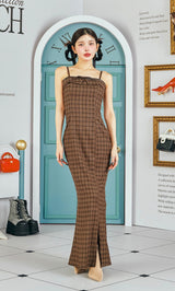 レザーリボンチェックロングワンピース – Darich (ダーリッチ)