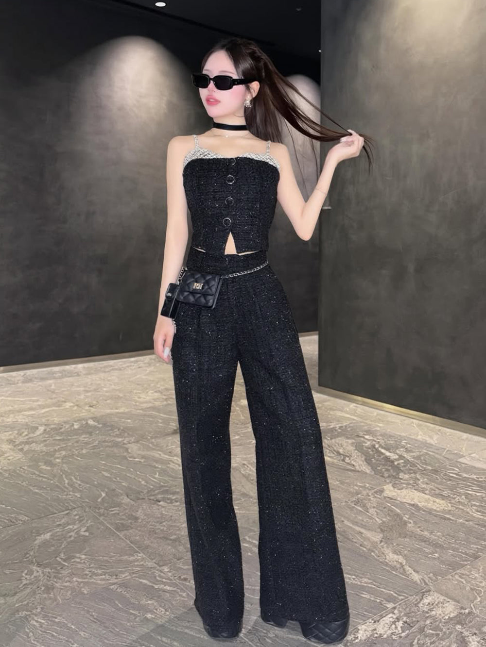 モデル：158cm（着用サイズ：S　着用カラー：BLK）