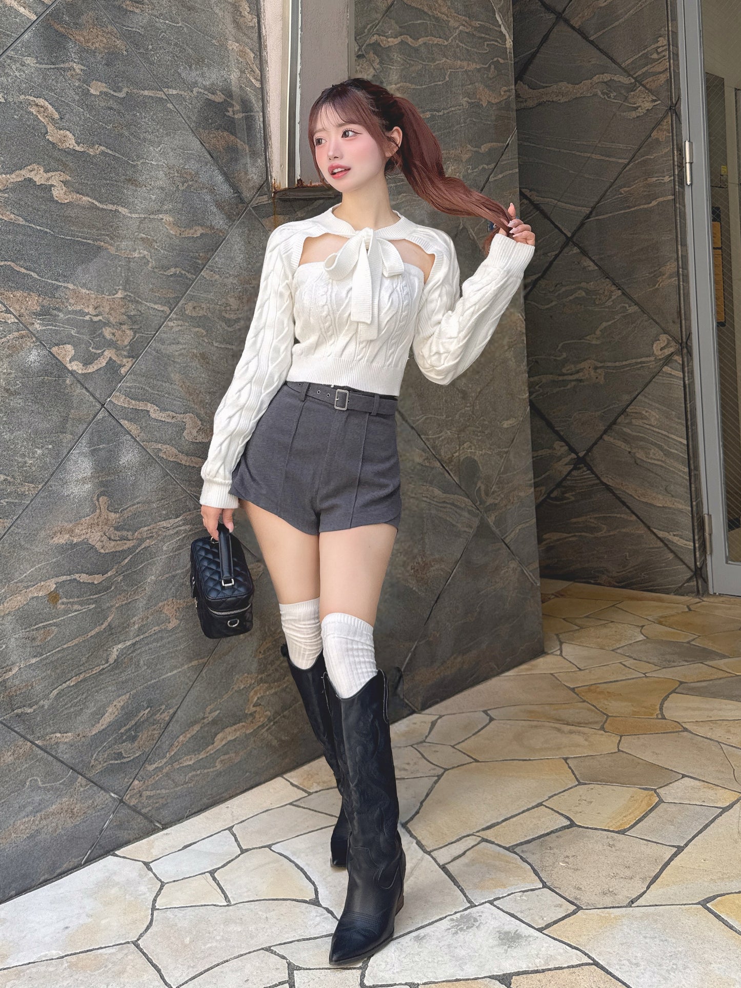 モデル：158cm（着用サイズ：FREE　着用カラー：WHT）