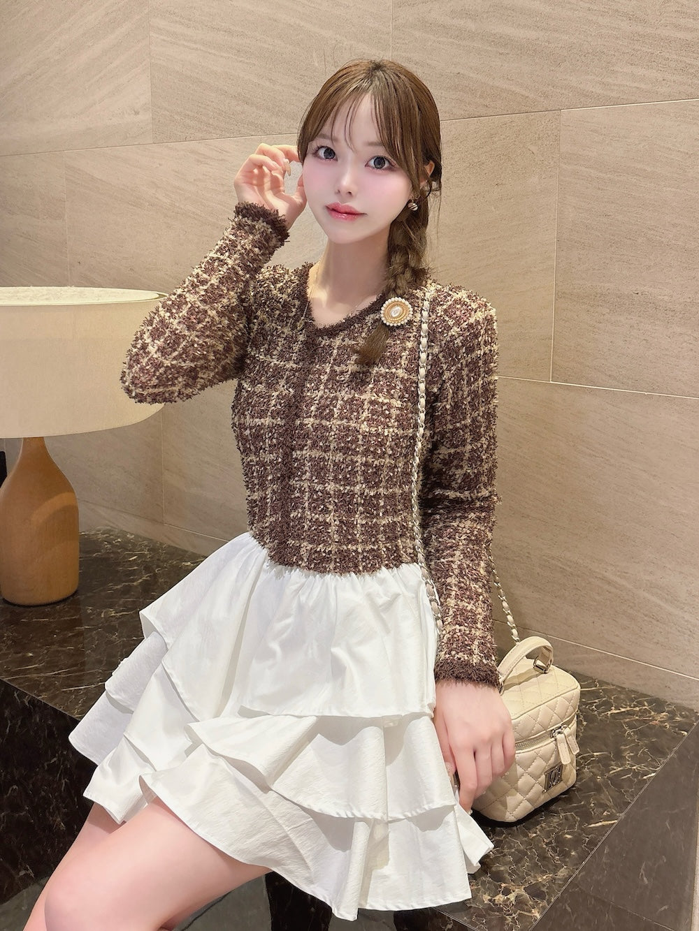 モデル：166cm（着用サイズ：FL　着用カラー：BRN）