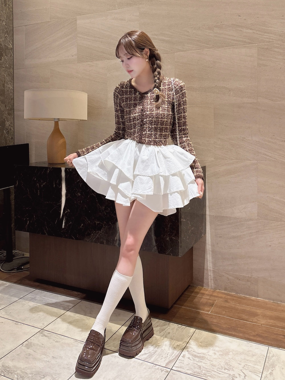 モデル：166cm（着用サイズ：FL　着用カラー：BRN）