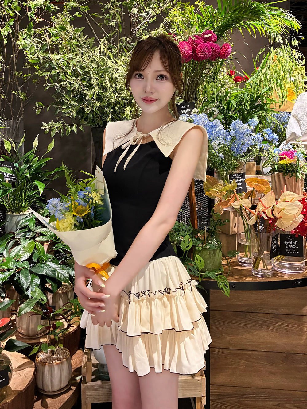 モデル：166cm（着用サイズ：F-L　着用カラー：BLK）