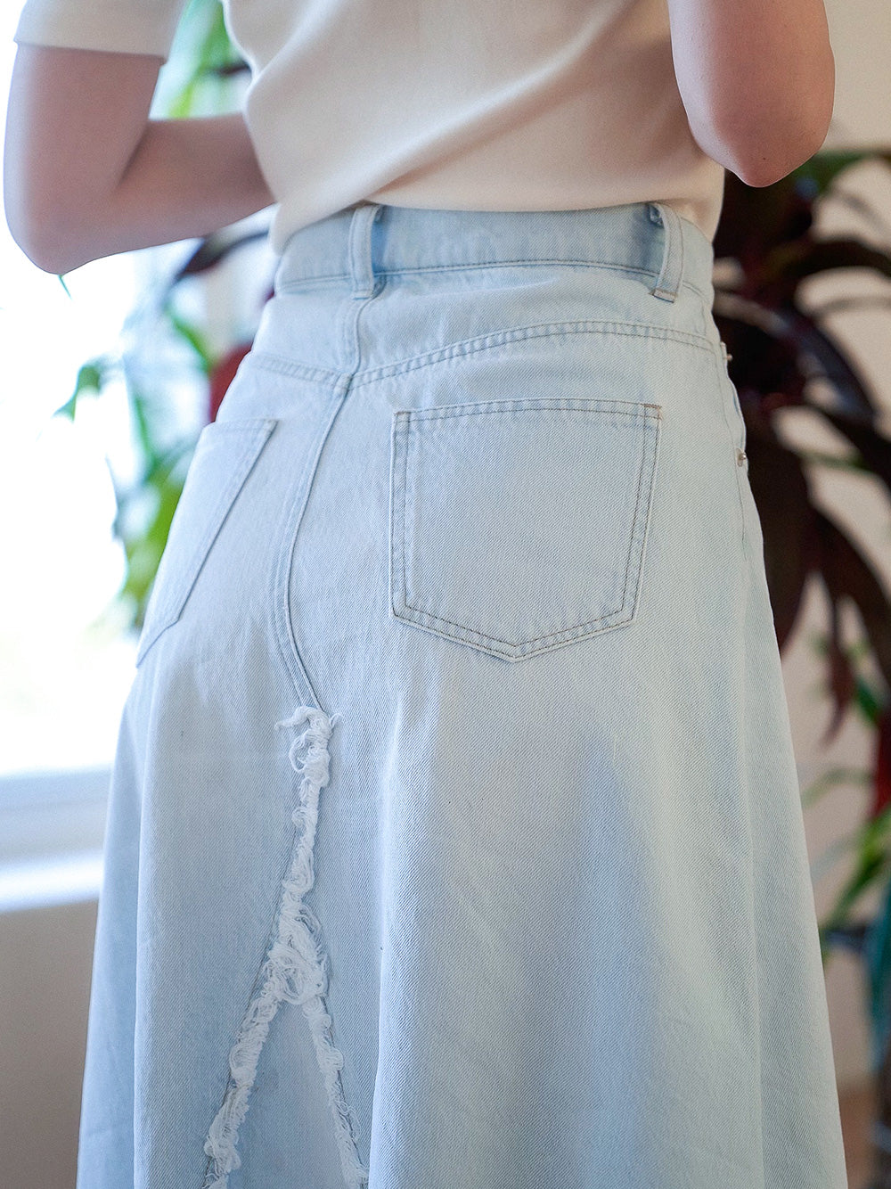 フリンジデニムロングスカート