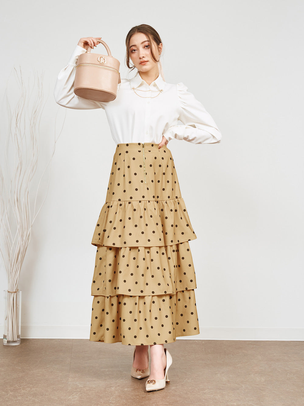 フリルドットロングスカート