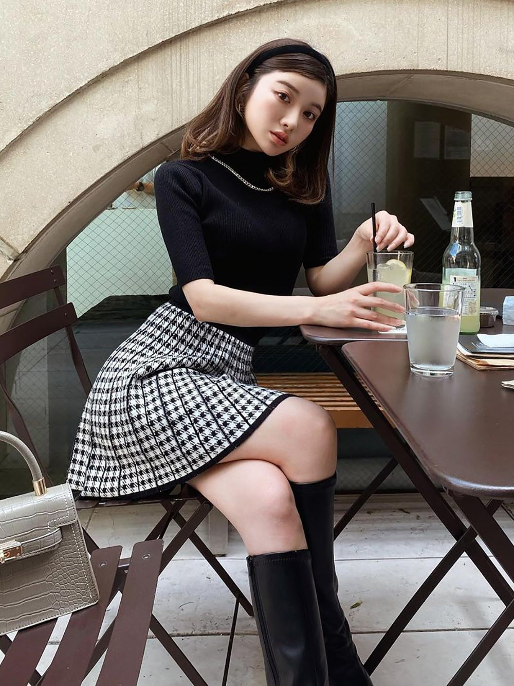 ハーフスリーブチェーンニット