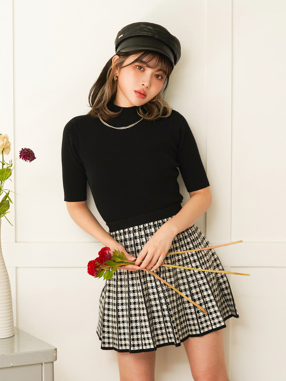 ハーフスリーブチェーンニット