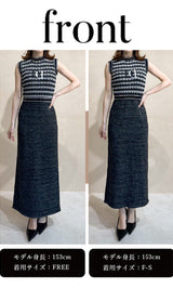 DDマリンボーダーニットロングワンピース