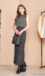 DDマリンボーダーニットロングワンピース