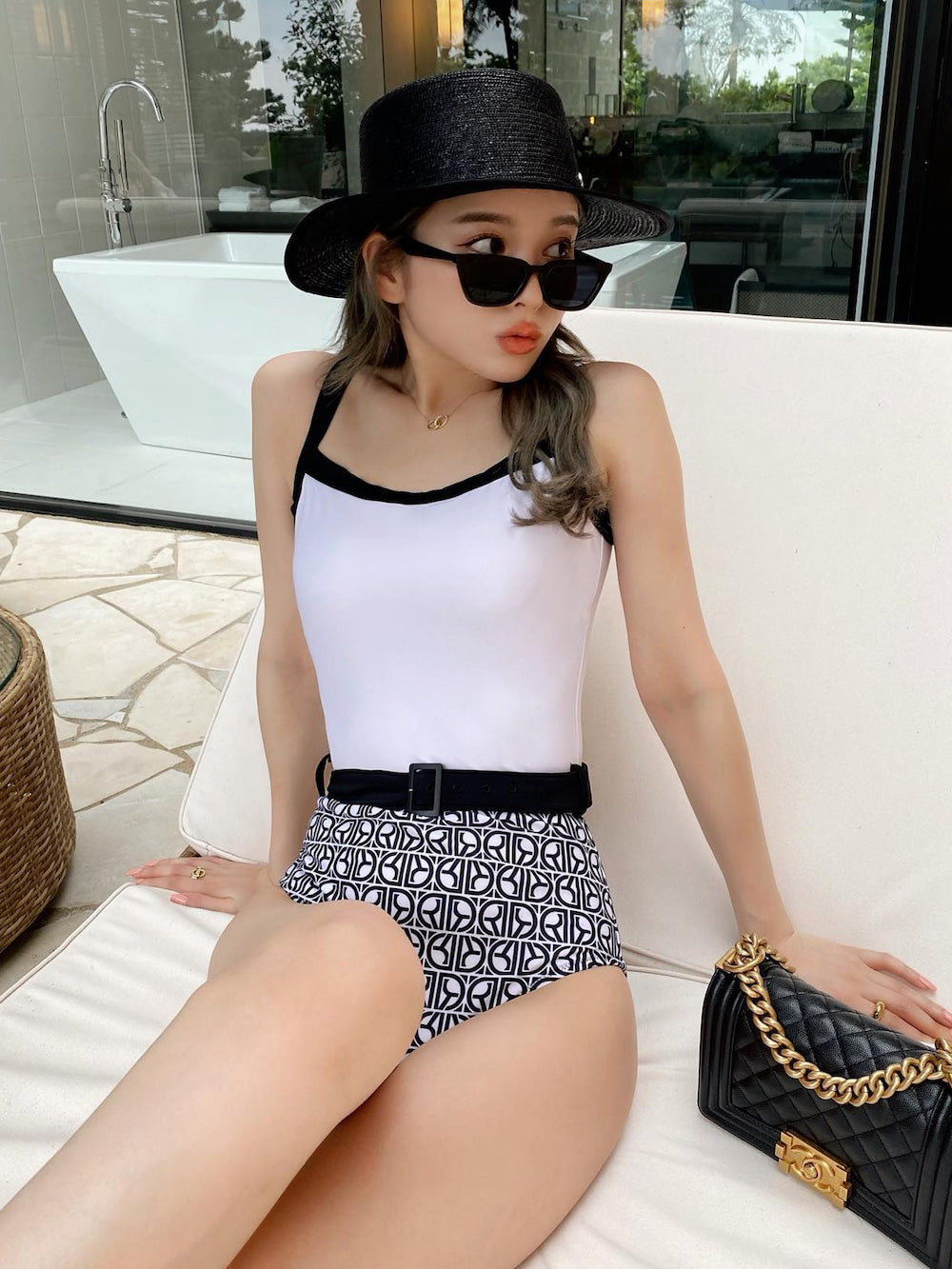Emma DR black one-piece bikini