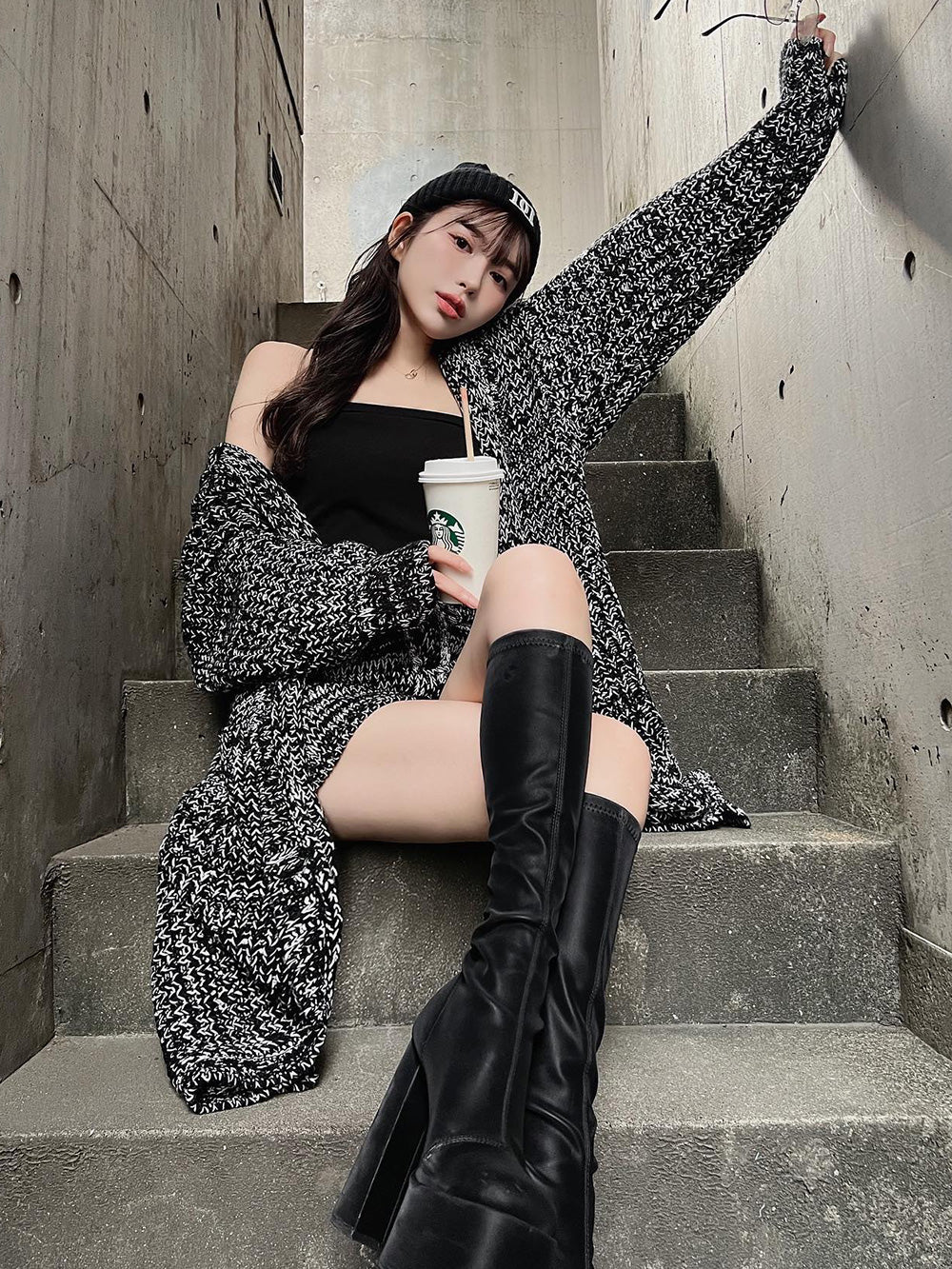 ミックスニットコーディガン