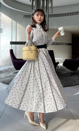 DDストライププリーツロングワンピース