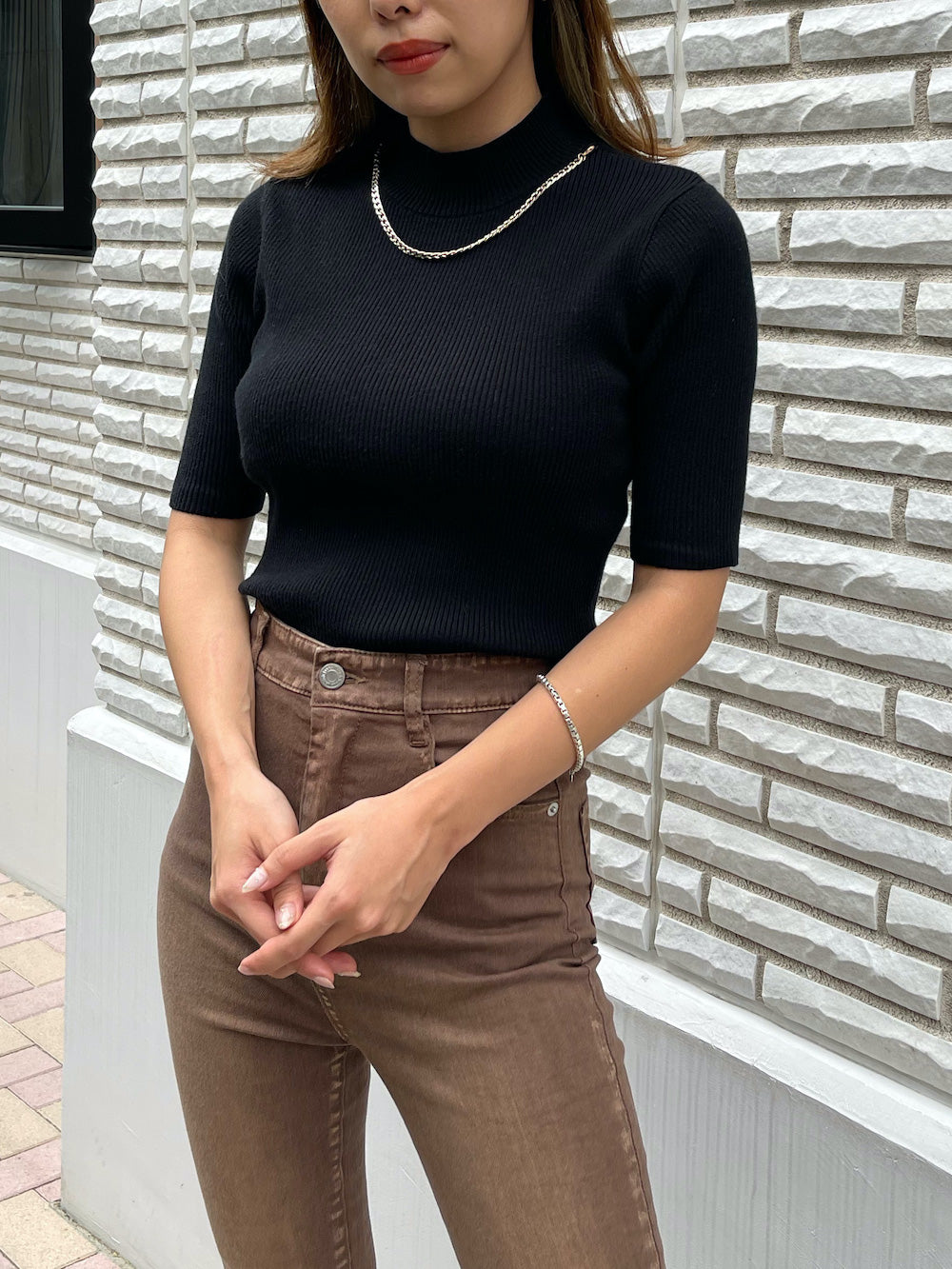 ハーフスリーブチェーンニット