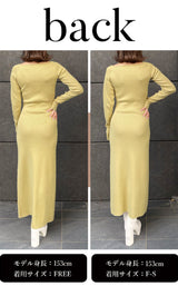 スリットリブニットワンピース