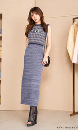 DDマリンボーダーニットロングワンピース