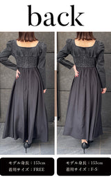 モデル：153cm（着用サイズ：F-S/FREE　着用カラー：BLK）
