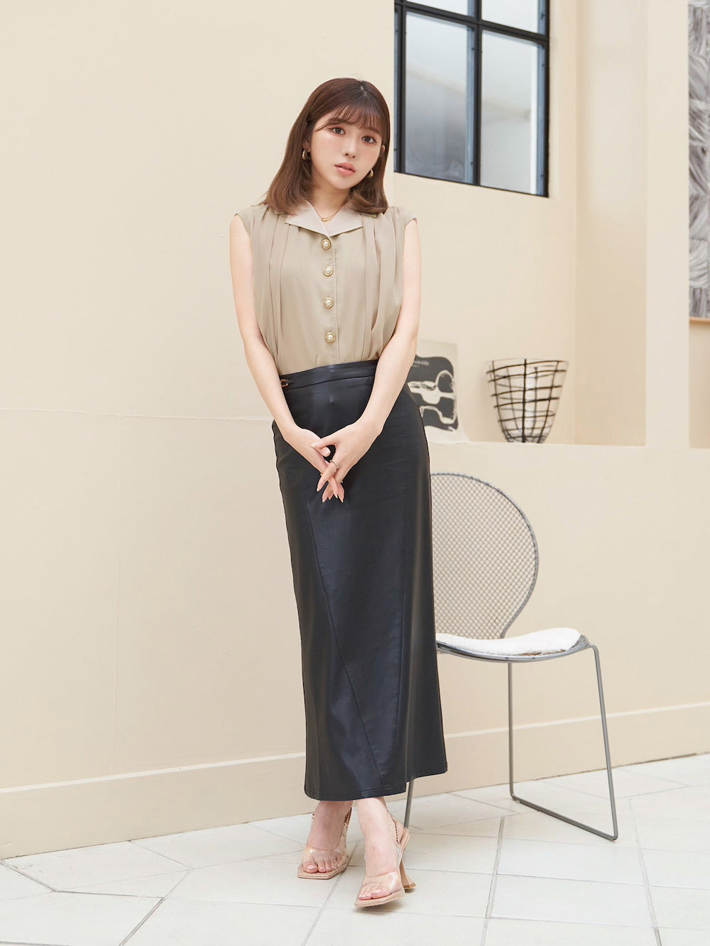 シフォンコンビノースリトップス