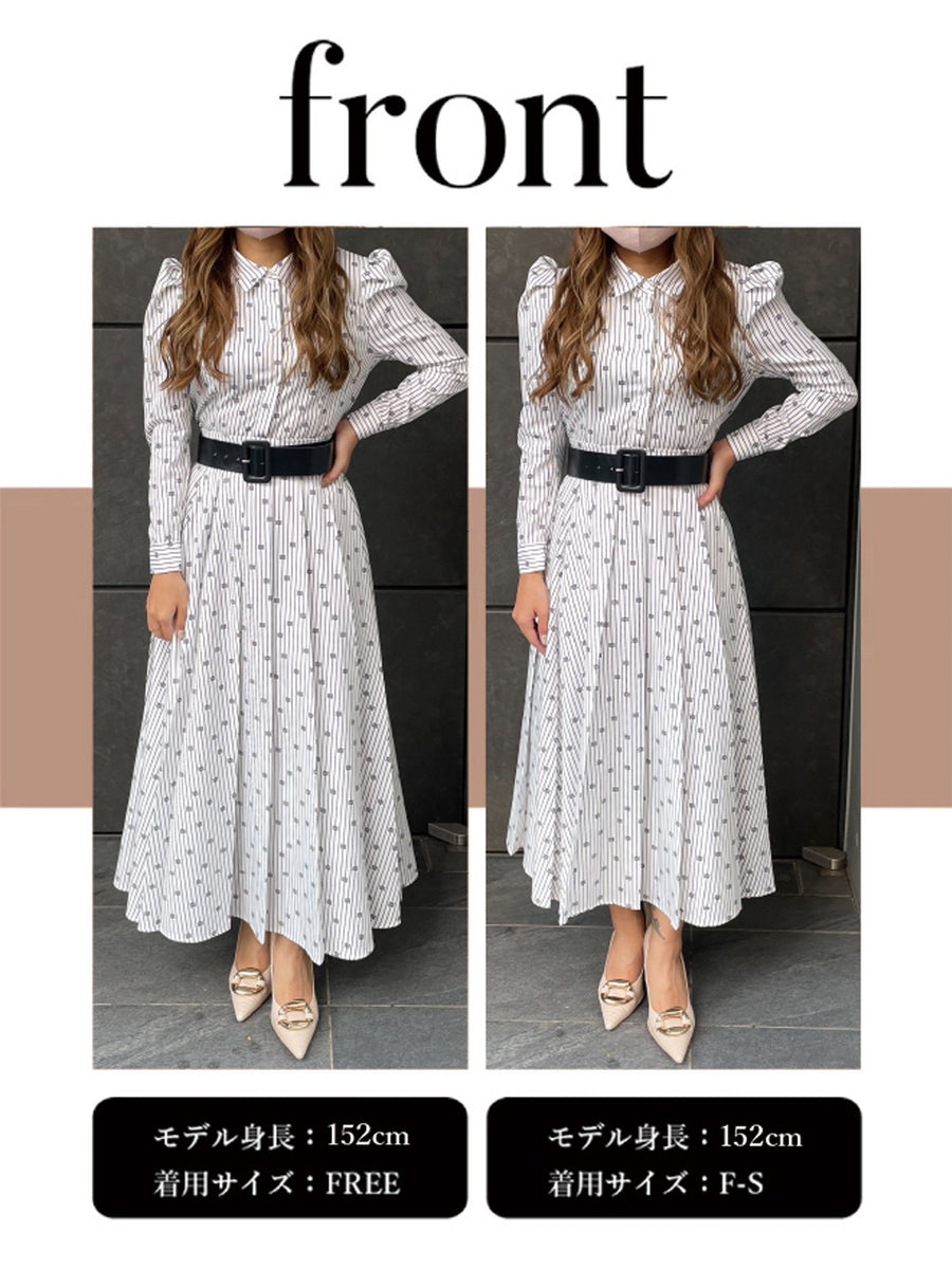DDストライププリーツロングワンピース