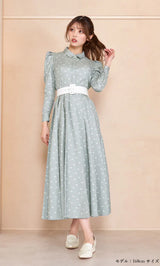 DDストライププリーツロングワンピース