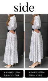 DDストライププリーツロングワンピース