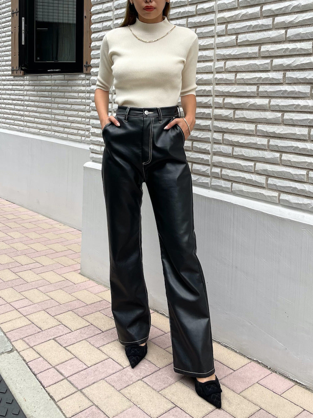 ハーフスリーブチェーンニット