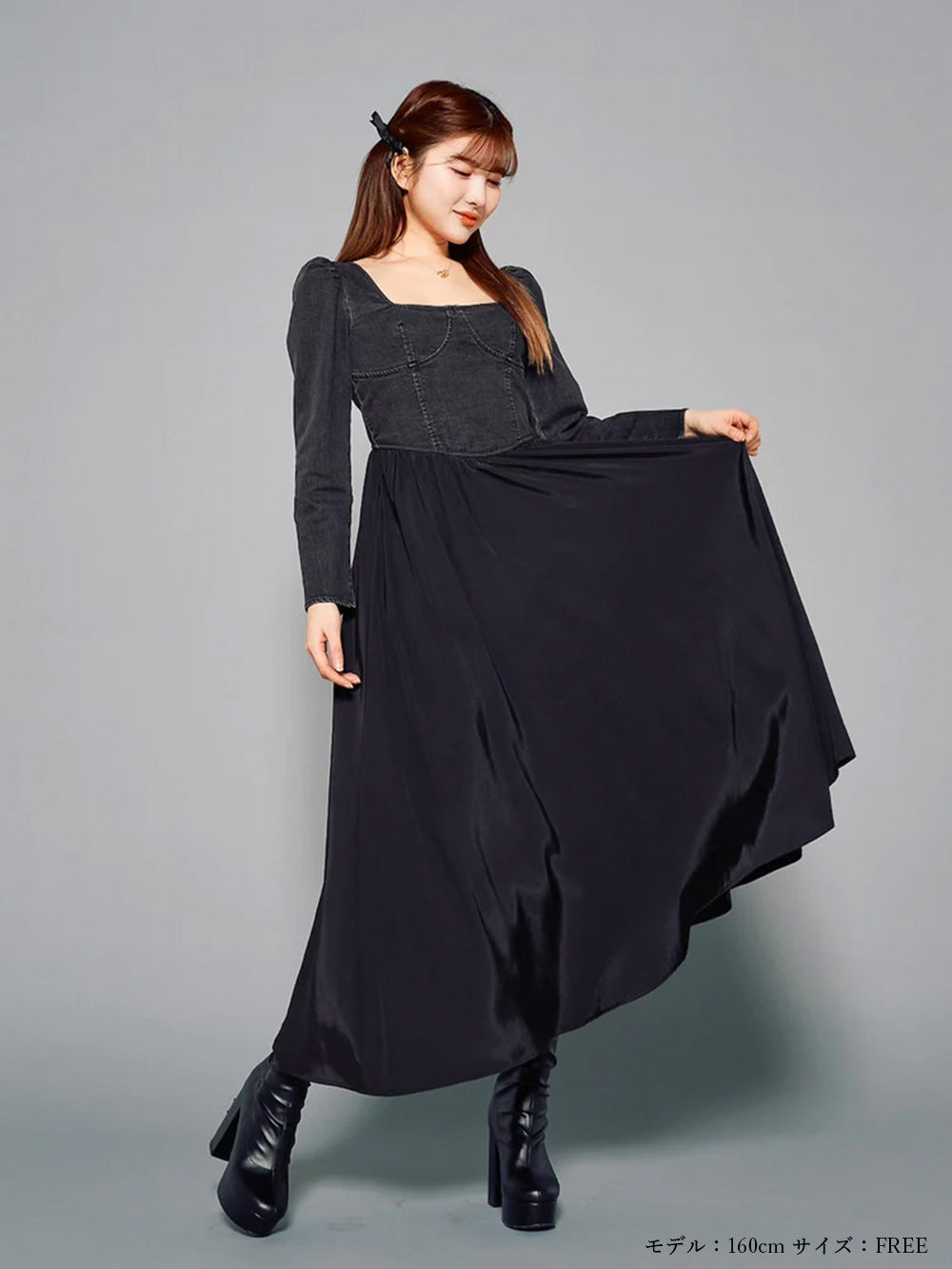 モデル：160cm（着用サイズ：FREE　着用カラー：BLK）