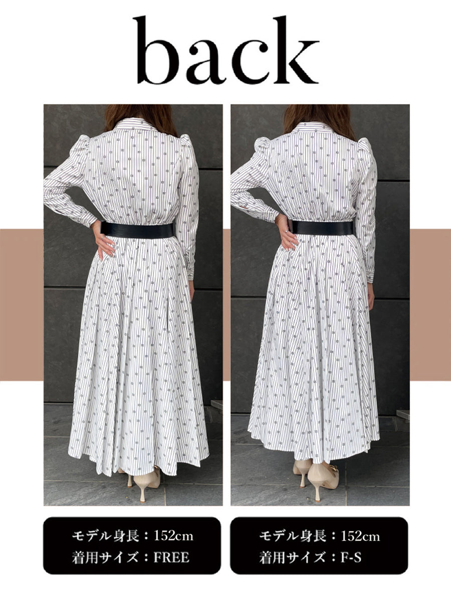 DDストライププリーツロングワンピース