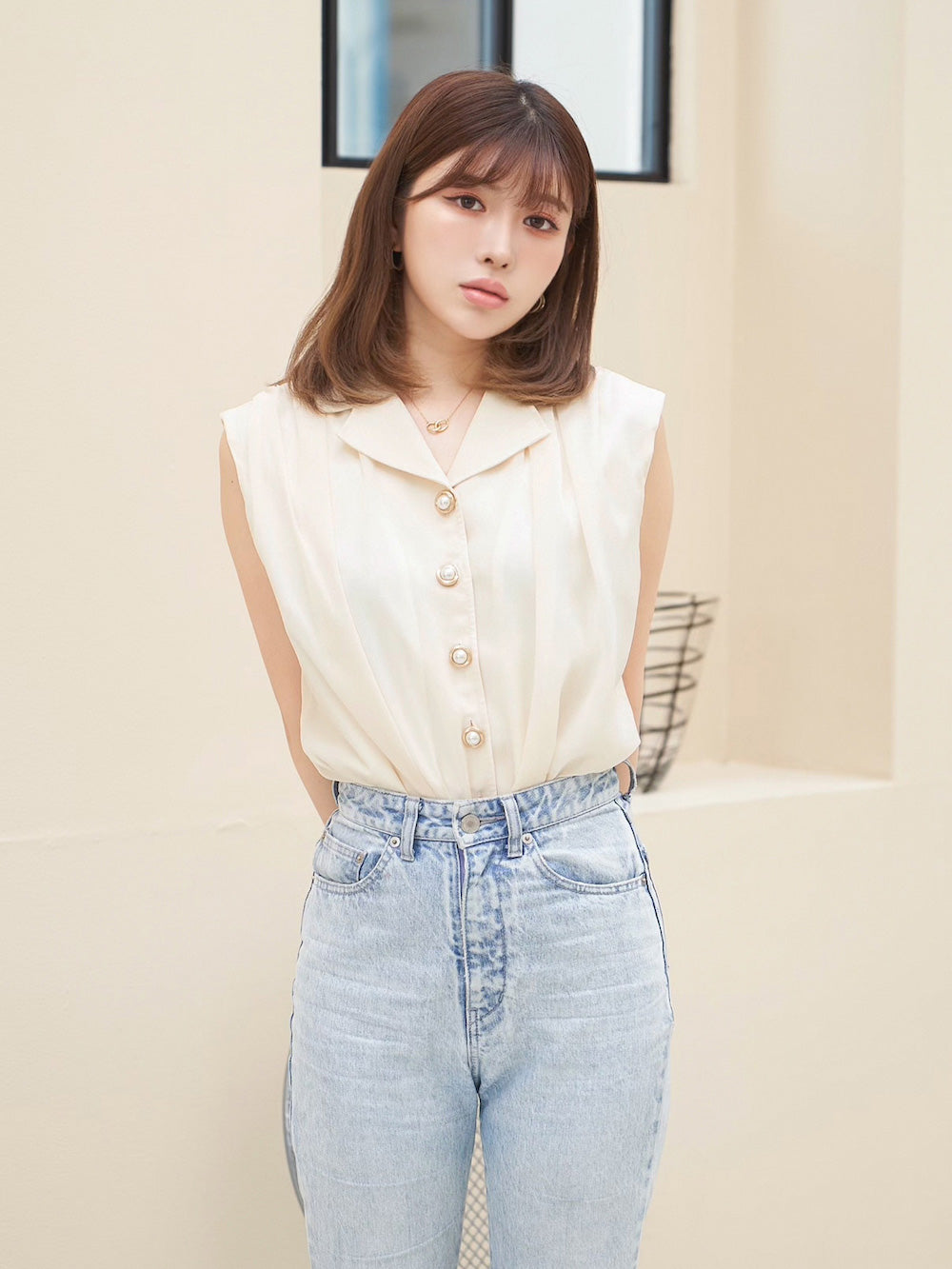 シフォンコンビノースリトップス