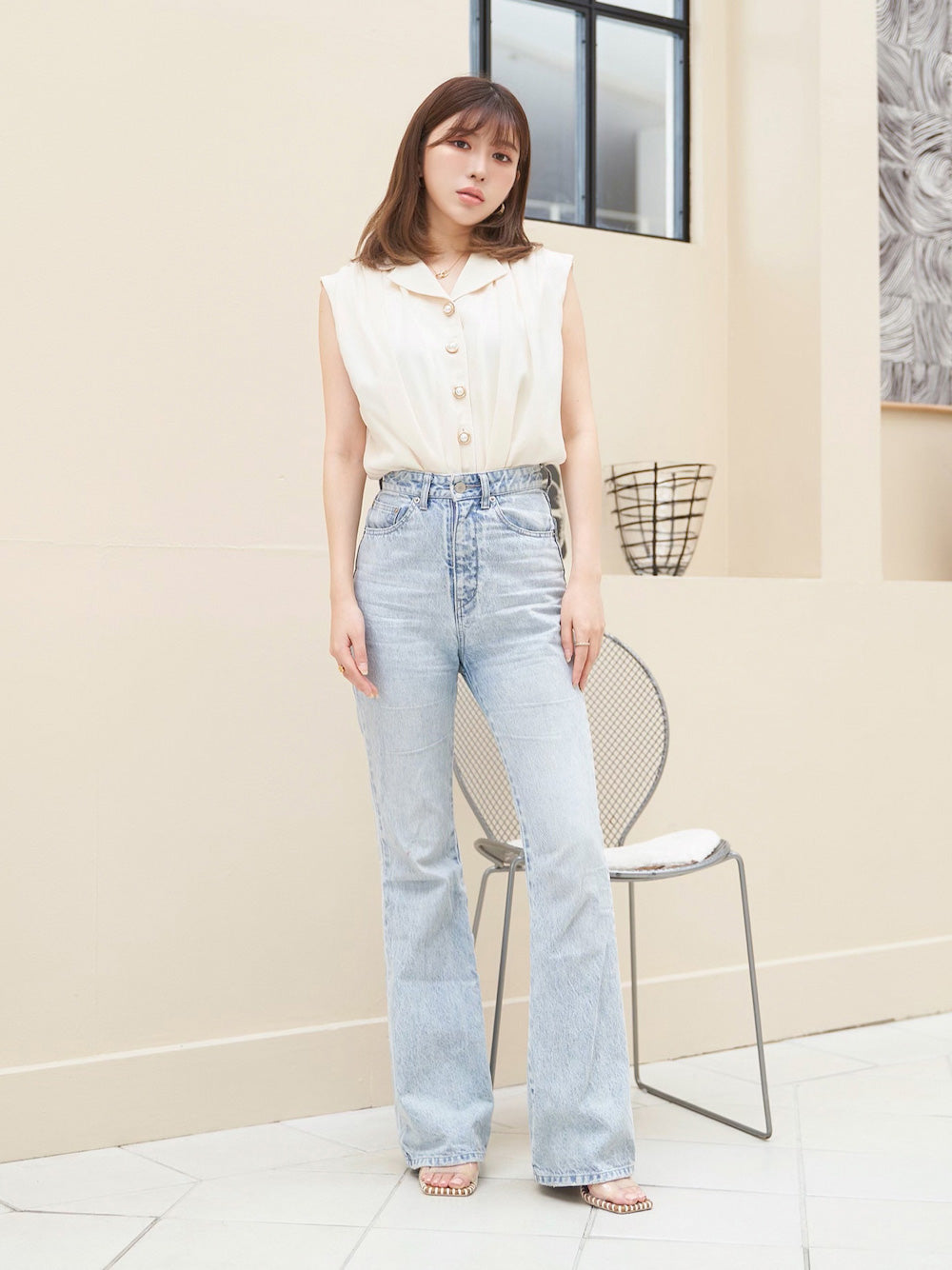 シフォンコンビノースリトップス