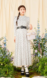 DDストライププリーツロングワンピース