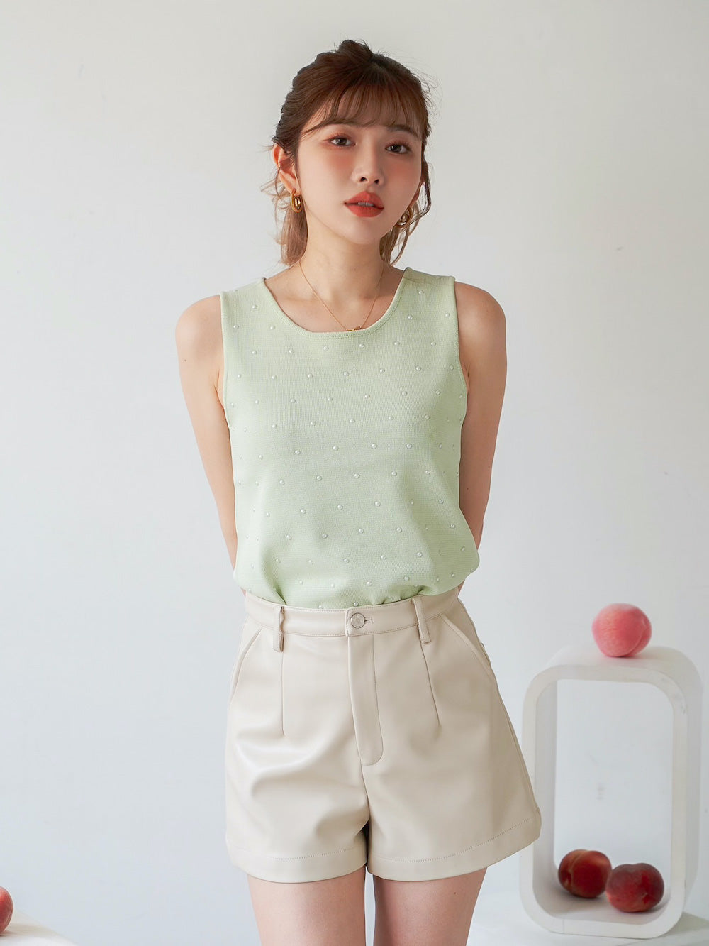 フェイクレザーショートパンツ