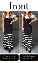 フリルロングニットワンピース