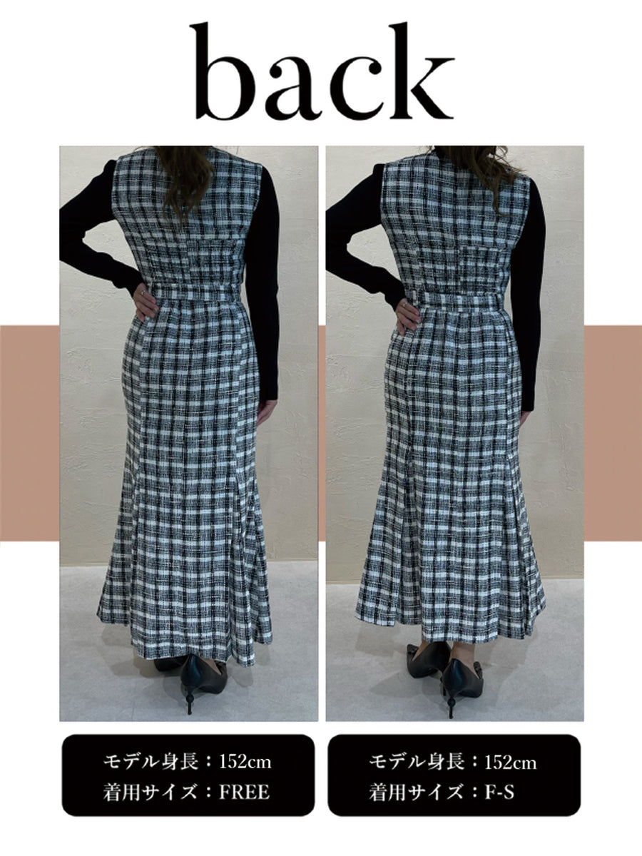 スプリングツイードドッキングロングワンピース