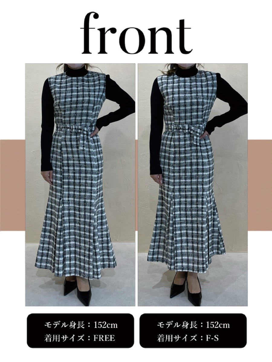 スプリングツイードドッキングロングワンピース