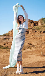 アンサンブルマルチボーダーロングワンピース