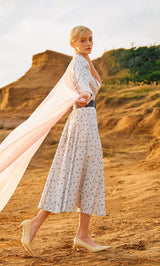 DDストライププリーツロングワンピース