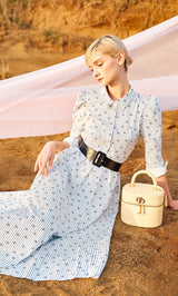 DDストライププリーツロングワンピース