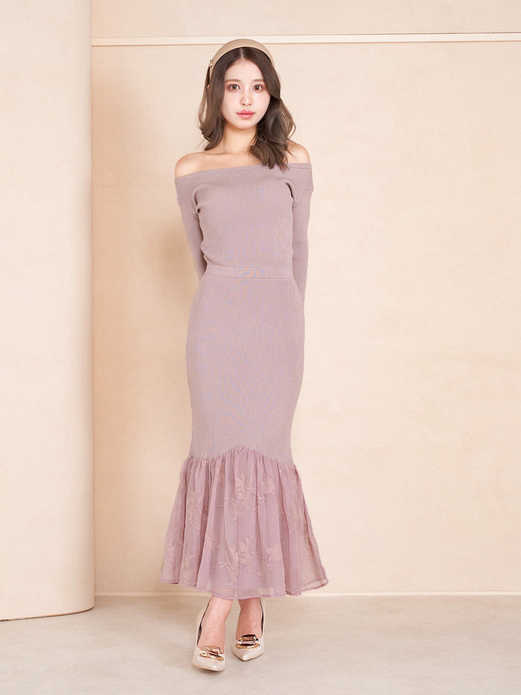Darich シフォンドッキングボウタイニットワンピース Darich シフォンドッキングボウタイニットワンピース
