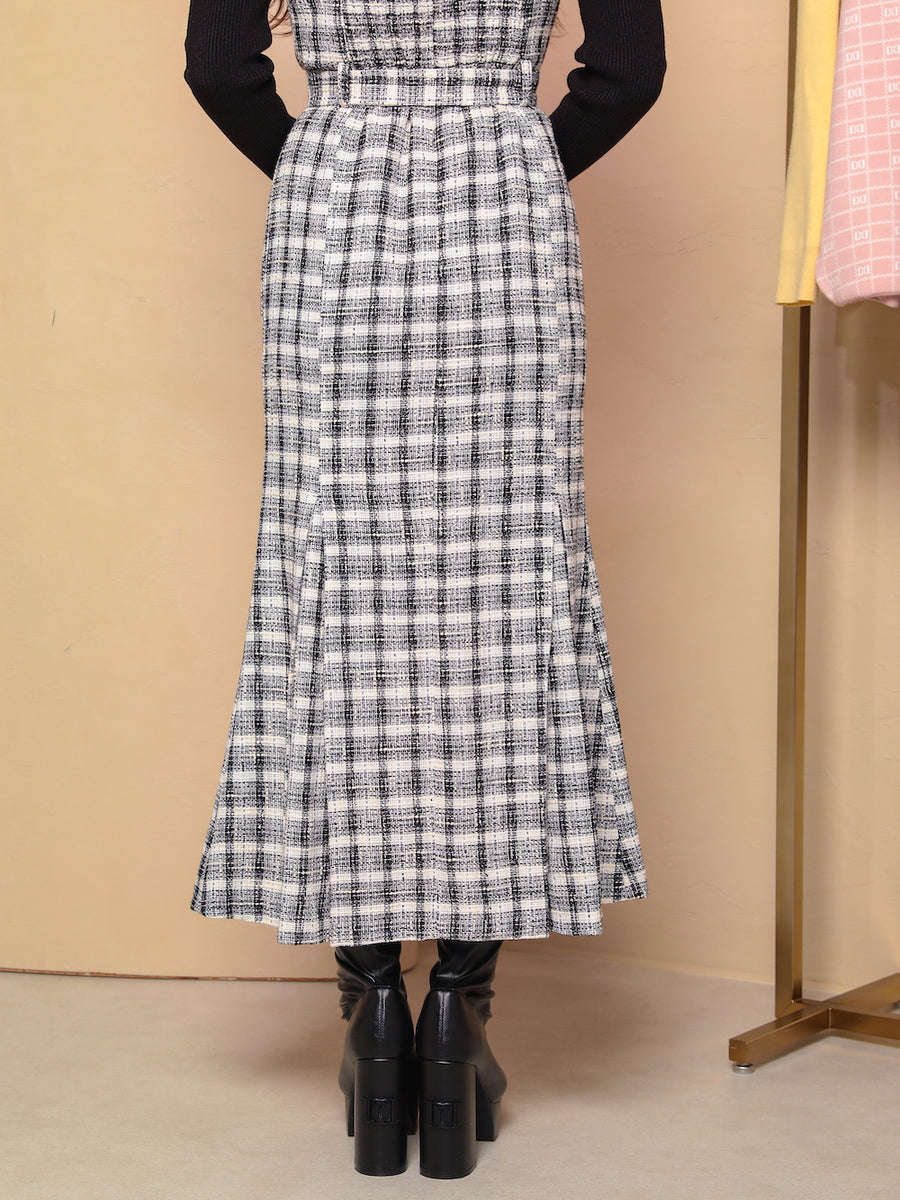 スプリングツイードドッキングロングワンピース