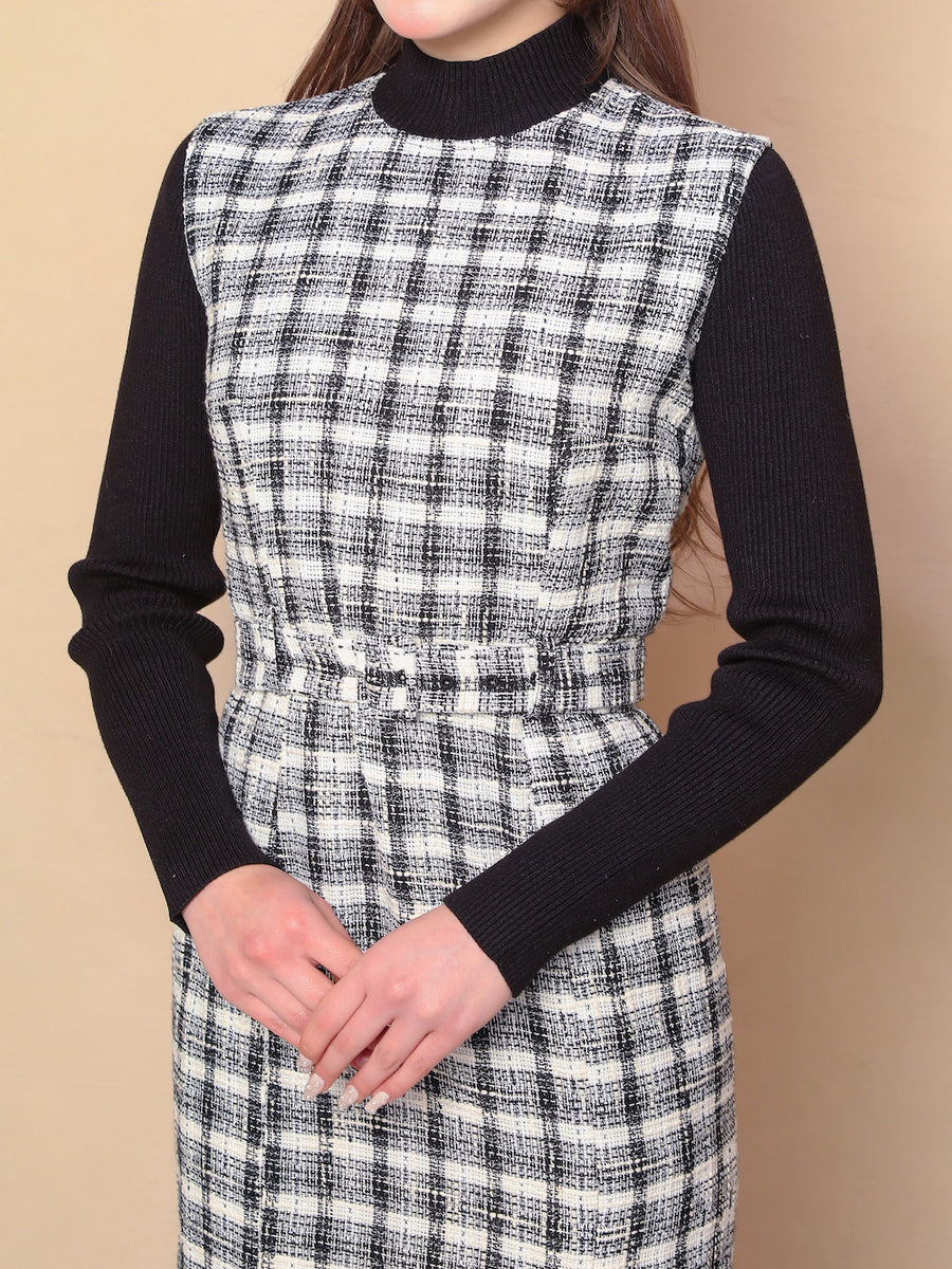 スプリングツイードドッキングロングワンピース