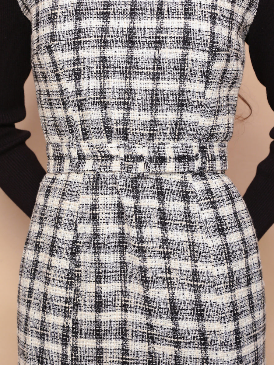 スプリングツイードドッキングロングワンピース