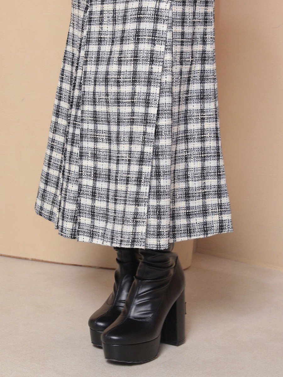 スプリングツイードドッキングロングワンピース