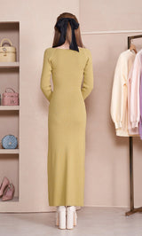 スリットリブニットワンピース