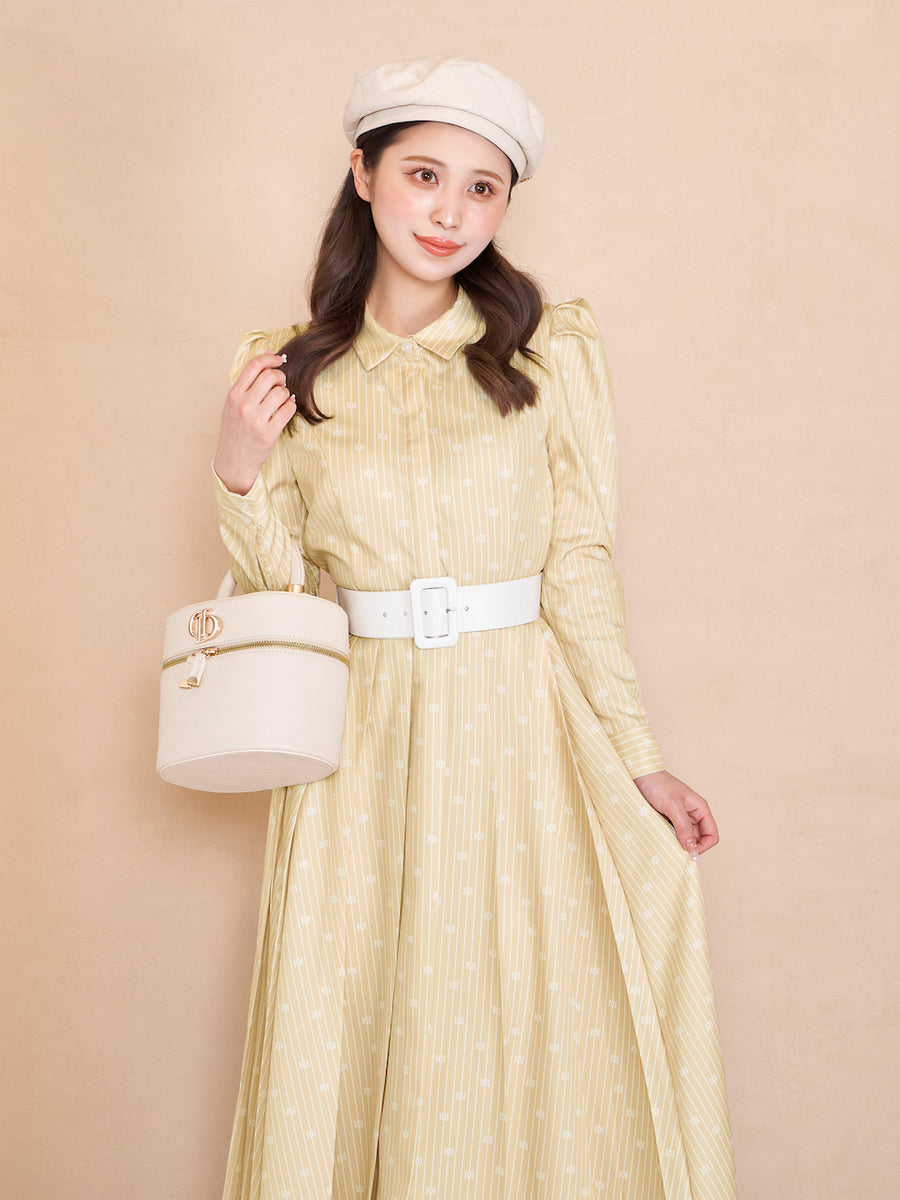 DDストライププリーツロングワンピース