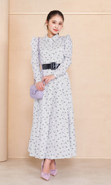 DDストライププリーツロングワンピース